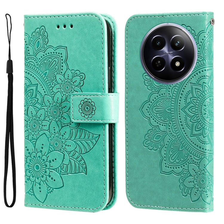 Custodia per telefono in pelle goffrata con fiori a 7 petali, For Realme 12 5G, For Realme 12+, For Realme 12 Pro+, For Realme C67 4G Global