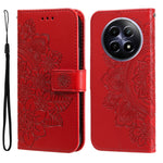 Custodia per telefono in pelle goffrata con fiori a 7 petali, For Realme 12 5G, For Realme 12+, For Realme 12 Pro+, For Realme C67 4G Global