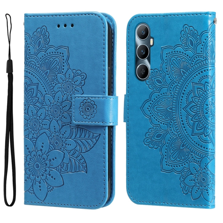 Custodia per telefono in pelle goffrata con fiori a 7 petali, For Realme 11 Pro / 11 Pro+, For Realme C65 4G, For Realme GT Neo 5 5G / GT3, For Realme C55