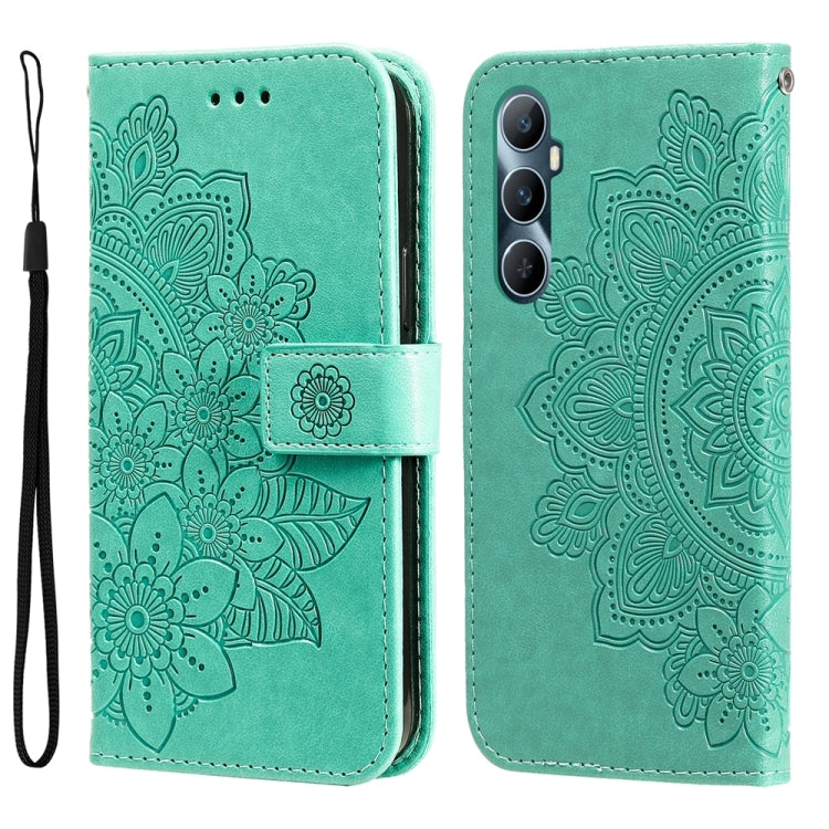 Custodia per telefono in pelle goffrata con fiori a 7 petali, For Realme 11 Pro / 11 Pro+, For Realme C65 4G, For Realme GT Neo 5 5G / GT3, For Realme C55