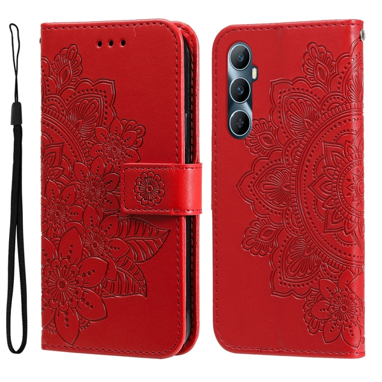 Custodia per telefono in pelle goffrata con fiori a 7 petali, For Realme 11 Pro / 11 Pro+, For Realme C65 4G, For Realme GT Neo 5 5G / GT3, For Realme C55