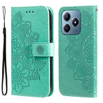 Custodia per telefono in pelle goffrata con fiori a 7 petali, For Realme 13+, For Realme 13 Pro / 13 Pro+ / P1 Pro Global, For Realme GT 6 / GT Neo6 SE, For Realme C63 / C61  / Note 60