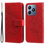 Custodia per telefono in pelle goffrata con fiori a 7 petali, For Realme 13+, For Realme 13 Pro / 13 Pro+ / P1 Pro Global, For Realme GT 6 / GT Neo6 SE, For Realme C63 / C61  / Note 60