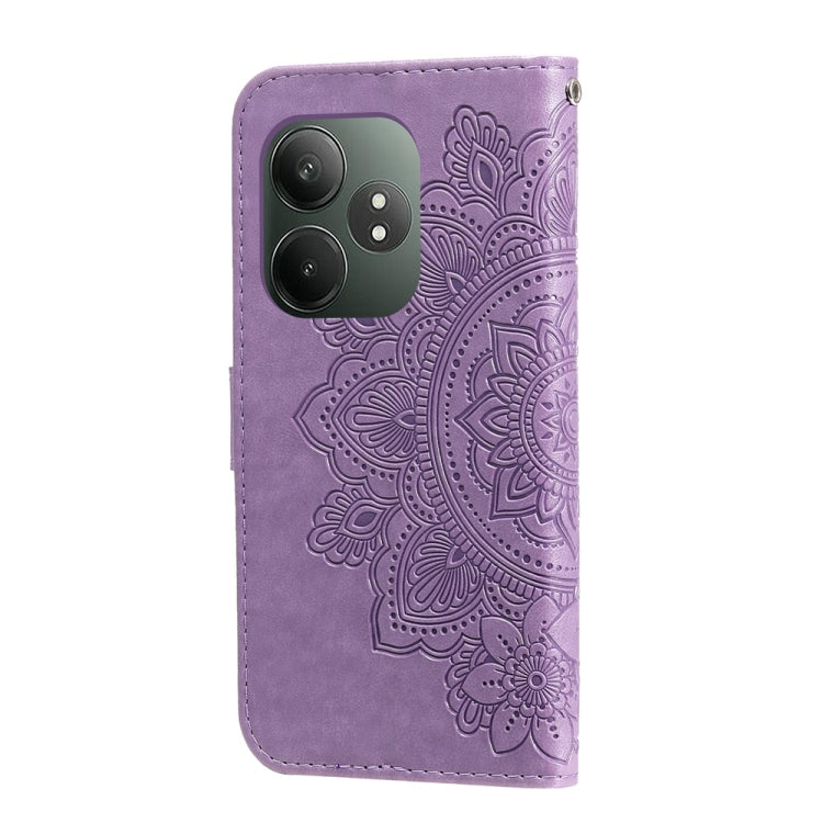 Custodia in pelle goffrata con fiori a 7 petali per Realme 12 5G, 12+, 12 Pro+ e