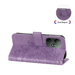 Custodia in pelle goffrata con fiori a 7 petali per Realme 12 5G, 12+, 12 Pro+ e