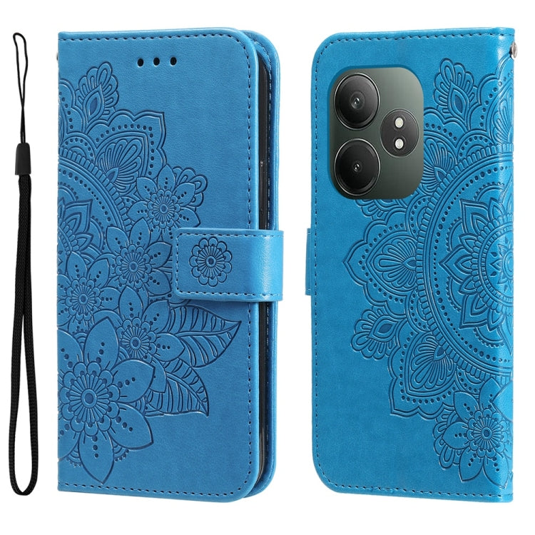 Custodia per telefono in pelle goffrata con fiori a 7 petali, For Realme 13+, For Realme 13 Pro / 13 Pro+ / P1 Pro Global, For Realme GT 6 / GT Neo6 SE, For Realme C63 / C61  / Note 60