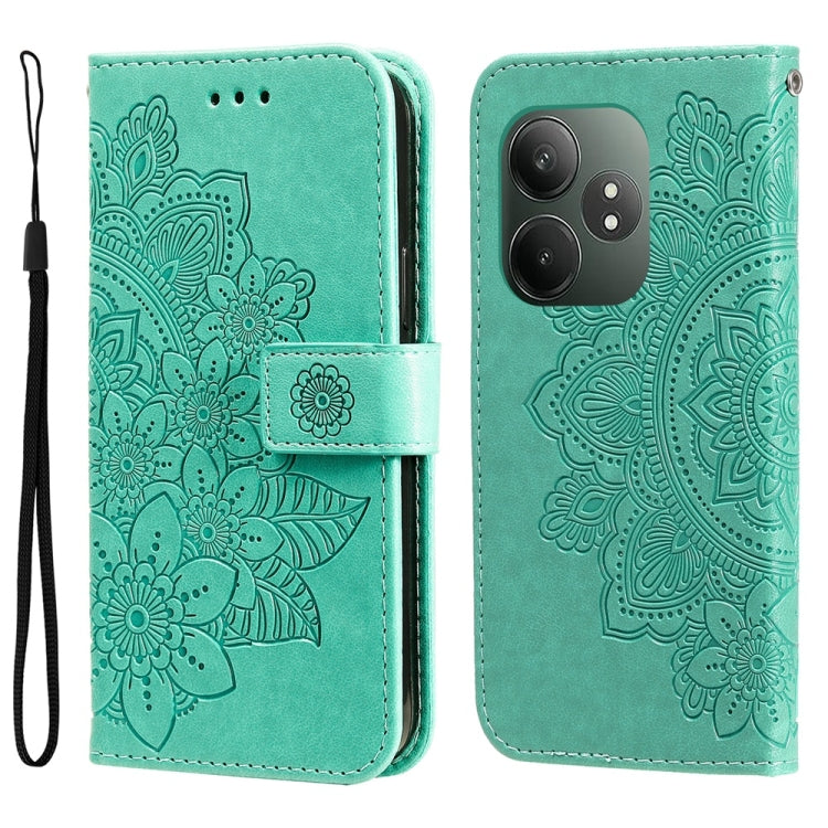 Custodia per telefono in pelle goffrata con fiori a 7 petali, For Realme 13+, For Realme 13 Pro / 13 Pro+ / P1 Pro Global, For Realme GT 6 / GT Neo6 SE, For Realme C63 / C61  / Note 60