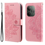Custodia per telefono in pelle goffrata con fiori a 7 petali, For Realme 13+, For Realme 13 Pro / 13 Pro+ / P1 Pro Global, For Realme GT 6 / GT Neo6 SE, For Realme C63 / C61  / Note 60