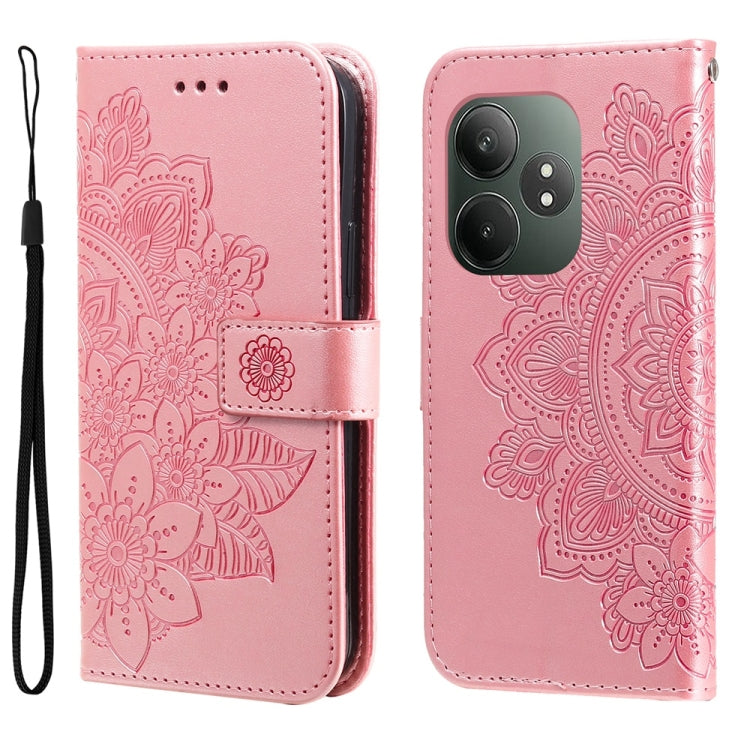 Custodia per telefono in pelle goffrata con fiori a 7 petali, For Realme 13+, For Realme 13 Pro / 13 Pro+ / P1 Pro Global, For Realme GT 6 / GT Neo6 SE, For Realme C63 / C61  / Note 60
