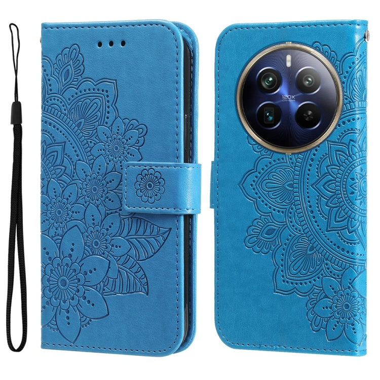 Custodia per telefono in pelle goffrata con fiori a 7 petali, For Realme 13+, For Realme 13 Pro / 13 Pro+ / P1 Pro Global, For Realme GT 6 / GT Neo6 SE, For Realme C63 / C61  / Note 60