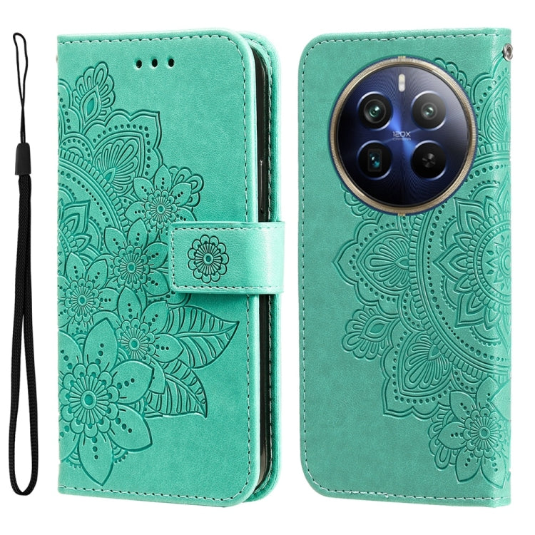 Custodia per telefono in pelle goffrata con fiori a 7 petali, For Realme 13+, For Realme 13 Pro / 13 Pro+ / P1 Pro Global, For Realme GT 6 / GT Neo6 SE, For Realme C63 / C61  / Note 60