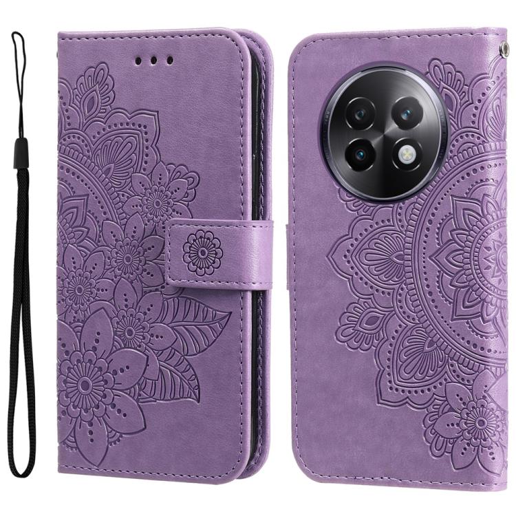 Custodia per telefono in pelle goffrata con fiori a 7 petali, For Realme 13+, For Realme 13 Pro / 13 Pro+ / P1 Pro Global, For Realme GT 6 / GT Neo6 SE, For Realme C63 / C61  / Note 60