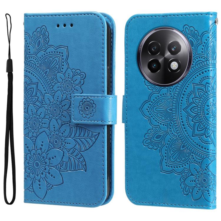 Custodia per telefono in pelle goffrata con fiori a 7 petali, For Realme 13+, For Realme 13 Pro / 13 Pro+ / P1 Pro Global, For Realme GT 6 / GT Neo6 SE, For Realme C63 / C61  / Note 60