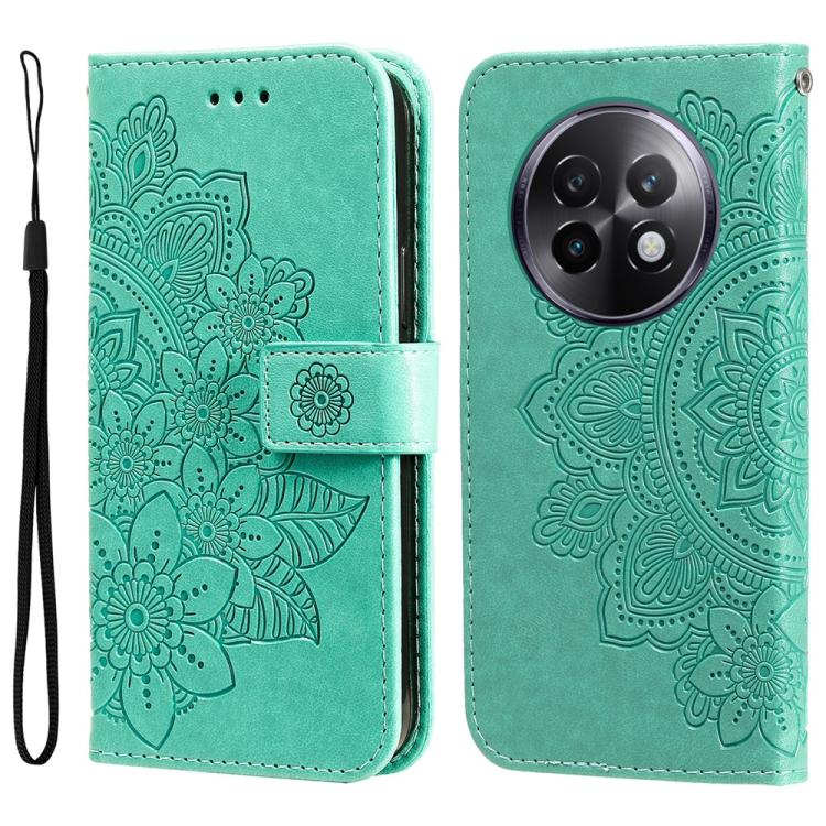 Custodia per telefono in pelle goffrata con fiori a 7 petali, For Realme 13+, For Realme 13 Pro / 13 Pro+ / P1 Pro Global, For Realme GT 6 / GT Neo6 SE, For Realme C63 / C61  / Note 60