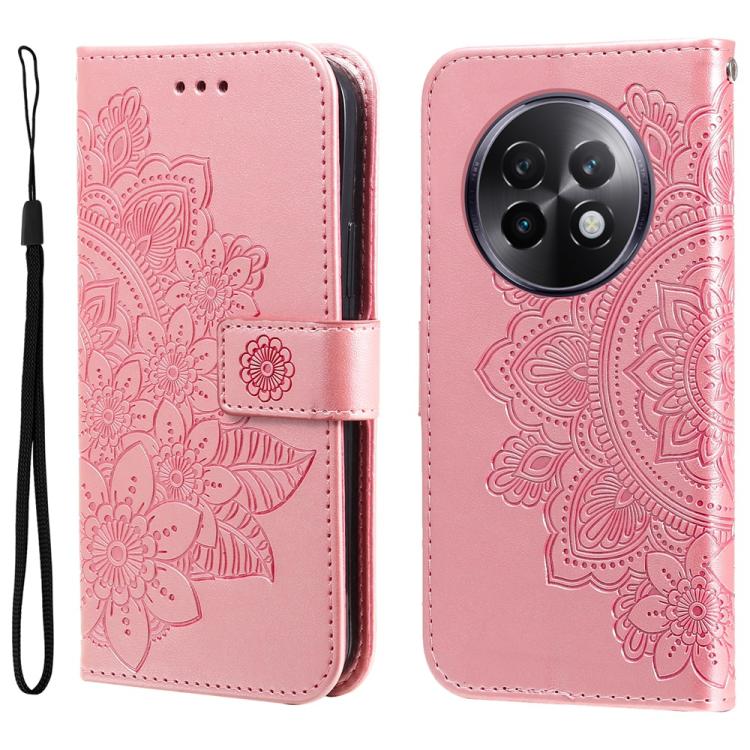 Custodia per telefono in pelle goffrata con fiori a 7 petali, For Realme 13+, For Realme 13 Pro / 13 Pro+ / P1 Pro Global, For Realme GT 6 / GT Neo6 SE, For Realme C63 / C61  / Note 60