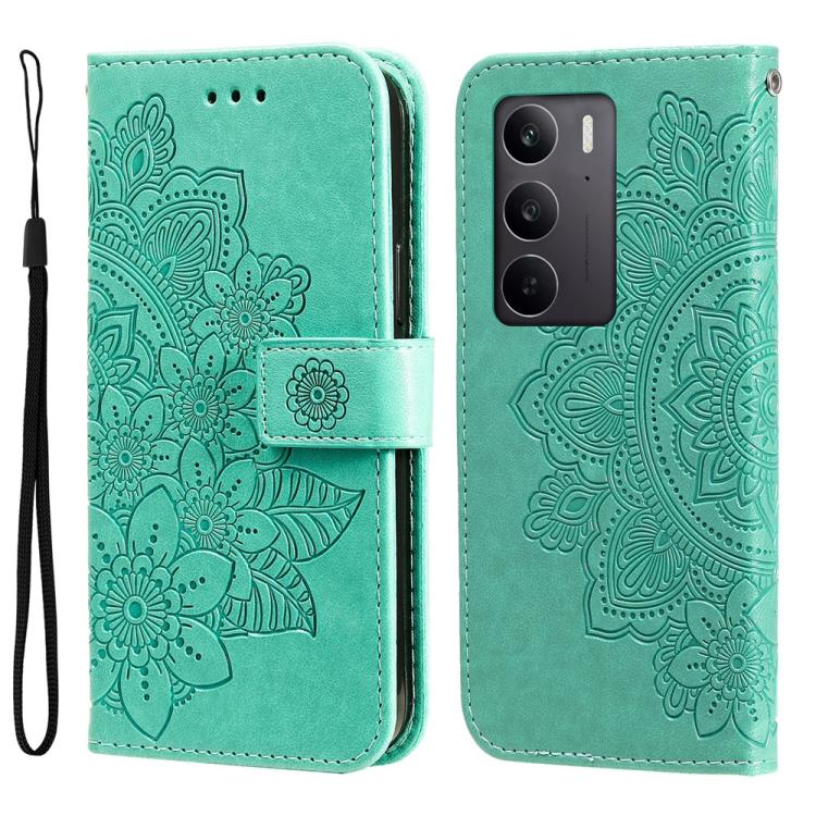 Custodia per telefono in pelle goffrata con fiori a 7 petali, For Realme 15T 5G, For Realme Narzo 80 Lite 4G / C71 India, For Realme 15 5G / Realme 15 Pro 5G, For Realme C71 4G / C75 4G / 5G / 14x