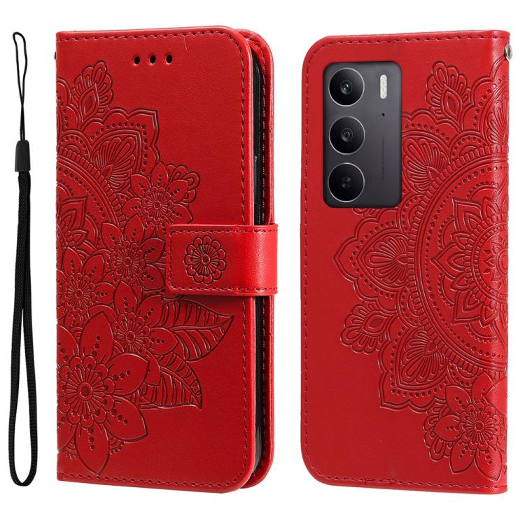 Custodia per telefono in pelle goffrata con fiori a 7 petali, For Realme 15T 5G, For Realme Narzo 80 Lite 4G / C71 India, For Realme 15 5G / Realme 15 Pro 5G, For Realme C71 4G / C75 4G / 5G / 14x
