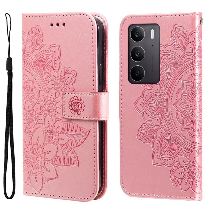 Custodia per telefono in pelle goffrata con fiori a 7 petali, For Realme 15T 5G, For Realme Narzo 80 Lite 4G / C71 India, For Realme 15 5G / Realme 15 Pro 5G, For Realme C71 4G / C75 4G / 5G / 14x