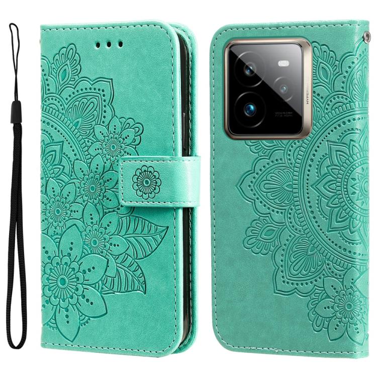 Custodia per telefono in pelle goffrata con fiori a 7 petali, For Realme 14 Global, For Realme 14 Pro+ Global, For Realme 14 Pro Global, For Realme GT 7 Pro