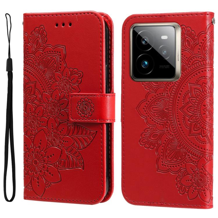 Custodia per telefono in pelle goffrata con fiori a 7 petali, For Realme 14 Global, For Realme 14 Pro+ Global, For Realme 14 Pro Global, For Realme GT 7 Pro