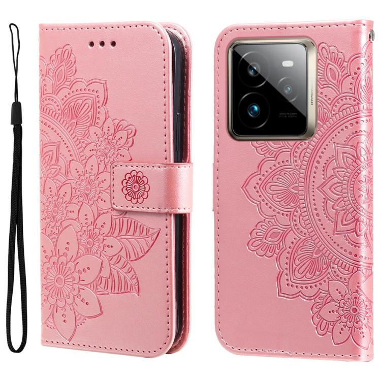 Custodia per telefono in pelle goffrata con fiori a 7 petali, For Realme 14 Global, For Realme 14 Pro+ Global, For Realme 14 Pro Global, For Realme GT 7 Pro