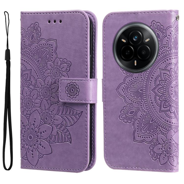 Custodia per telefono in pelle goffrata con fiori a 7 petali, For Realme 14 Global, For Realme 14 Pro+ Global, For Realme 14 Pro Global, For Realme GT 7 Pro