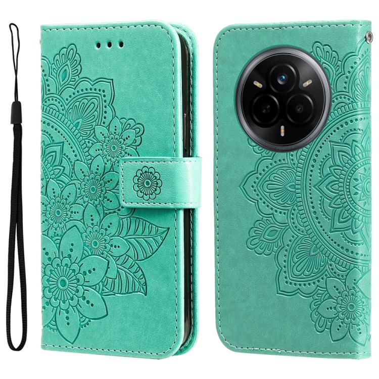 Custodia per telefono in pelle goffrata con fiori a 7 petali, For Realme 14 Global, For Realme 14 Pro+ Global, For Realme 14 Pro Global, For Realme GT 7 Pro