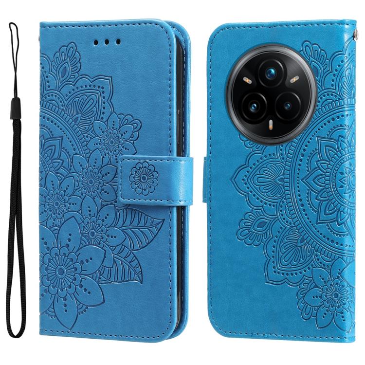 Custodia per telefono in pelle goffrata con fiori a 7 petali, For Realme 14 Global, For Realme 14 Pro+ Global, For Realme 14 Pro Global, For Realme GT 7 Pro