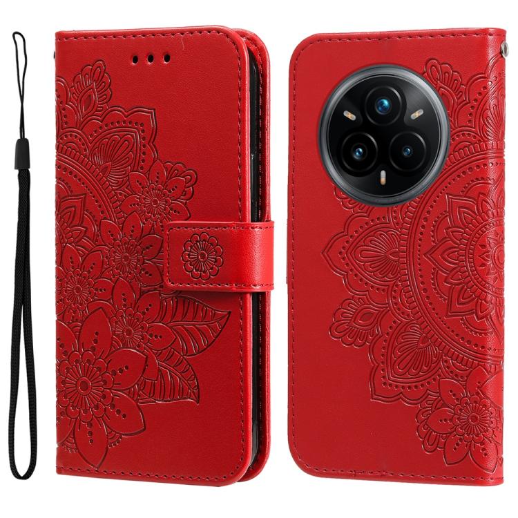 Custodia per telefono in pelle goffrata con fiori a 7 petali, For Realme 14 Global, For Realme 14 Pro+ Global, For Realme 14 Pro Global, For Realme GT 7 Pro