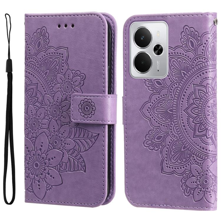 Custodia per telefono in pelle goffrata con fiori a 7 petali, For Realme 14 Global, For Realme 14 Pro+ Global, For Realme 14 Pro Global, For Realme GT 7 Pro