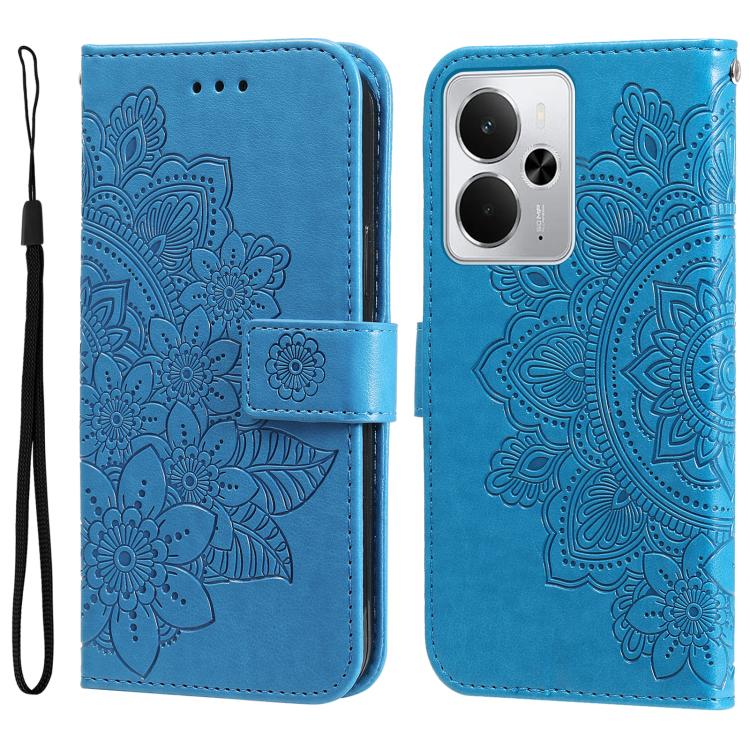 Custodia per telefono in pelle goffrata con fiori a 7 petali, For Realme 14 Global, For Realme 14 Pro+ Global, For Realme 14 Pro Global, For Realme GT 7 Pro