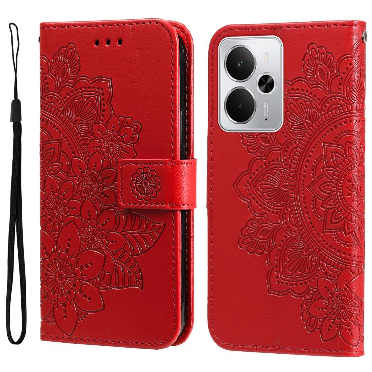 Custodia per telefono in pelle goffrata con fiori a 7 petali, For Realme 14 Global, For Realme 14 Pro+ Global, For Realme 14 Pro Global, For Realme GT 7 Pro