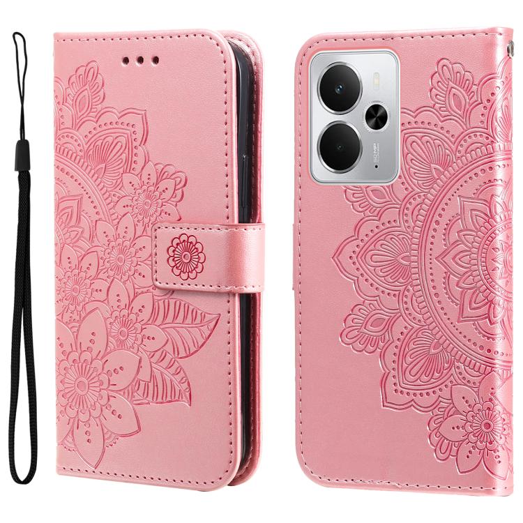 Custodia per telefono in pelle goffrata con fiori a 7 petali, For Realme 14 Global, For Realme 14 Pro+ Global, For Realme 14 Pro Global, For Realme GT 7 Pro