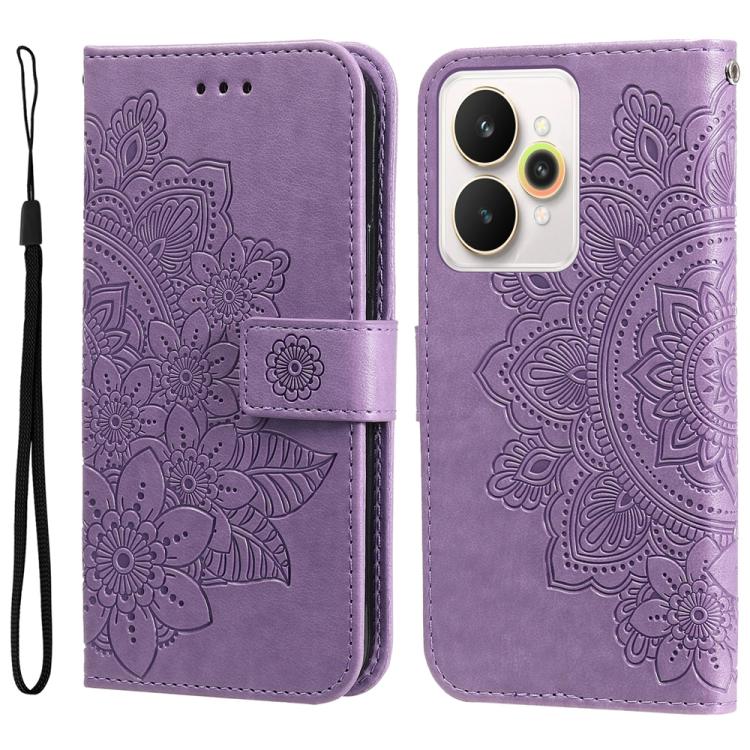 Custodia per telefono in pelle goffrata con fiori a 7 petali, For Realme 15T 5G, For Realme Narzo 80 Lite 4G / C71 India, For Realme 15 5G / Realme 15 Pro 5G, For Realme C71 4G / C75 4G / 5G / 14x
