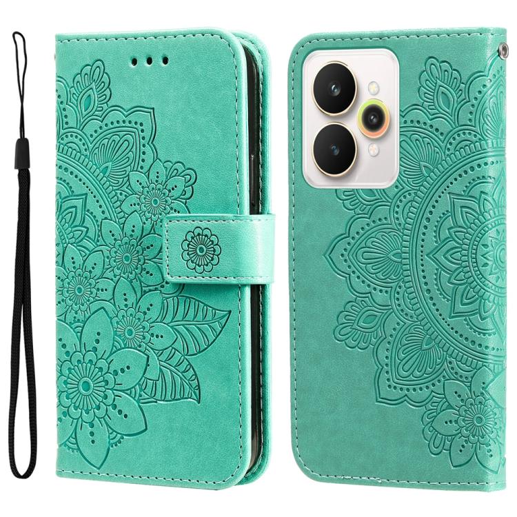 Custodia per telefono in pelle goffrata con fiori a 7 petali, For Realme 15T 5G, For Realme Narzo 80 Lite 4G / C71 India, For Realme 15 5G / Realme 15 Pro 5G, For Realme C71 4G / C75 4G / 5G / 14x