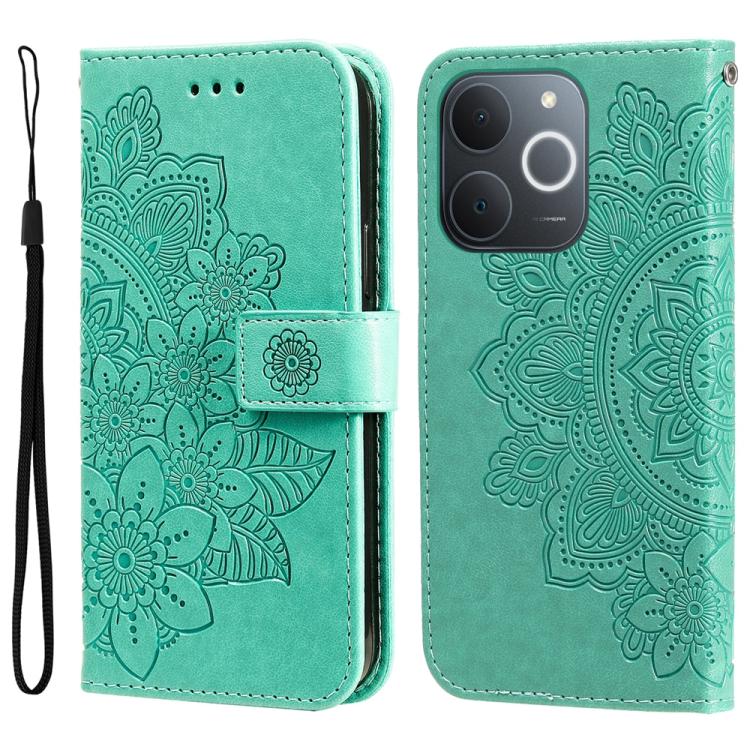 Custodia per telefono in pelle goffrata con fiori a 7 petali, For Realme 15T 5G, For Realme Narzo 80 Lite 4G / C71 India, For Realme 15 5G / Realme 15 Pro 5G, For Realme C71 4G / C75 4G / 5G / 14x