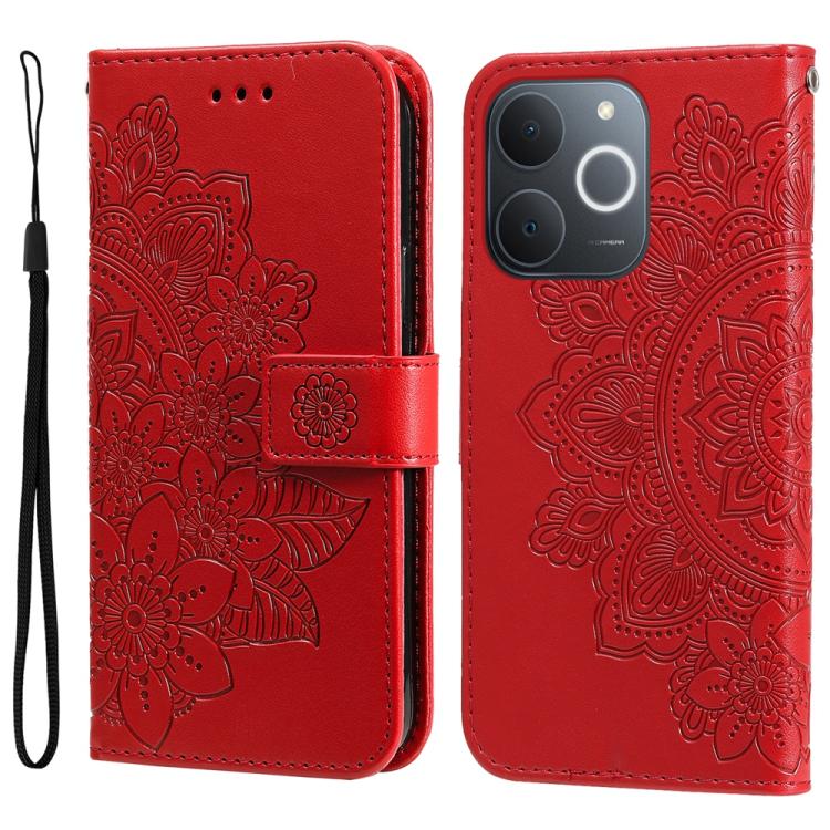 Custodia per telefono in pelle goffrata con fiori a 7 petali, For Realme 15T 5G, For Realme Narzo 80 Lite 4G / C71 India, For Realme 15 5G / Realme 15 Pro 5G, For Realme C71 4G / C75 4G / 5G / 14x