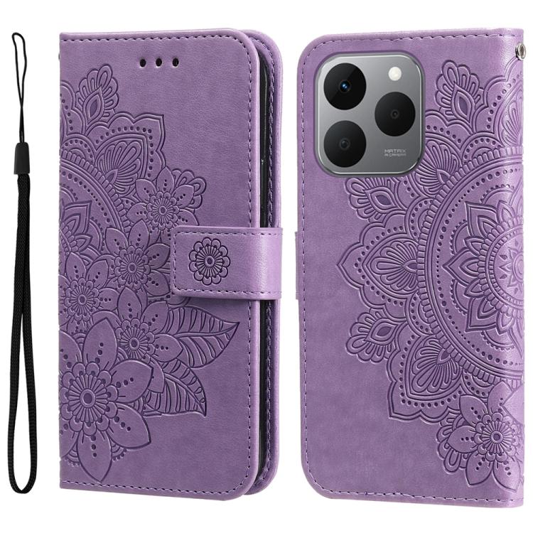 Custodia per telefono in pelle goffrata con fiori a 7 petali, For Realme 15T 5G, For Realme Narzo 80 Lite 4G / C71 India, For Realme 15 5G / Realme 15 Pro 5G, For Realme C71 4G / C75 4G / 5G / 14x