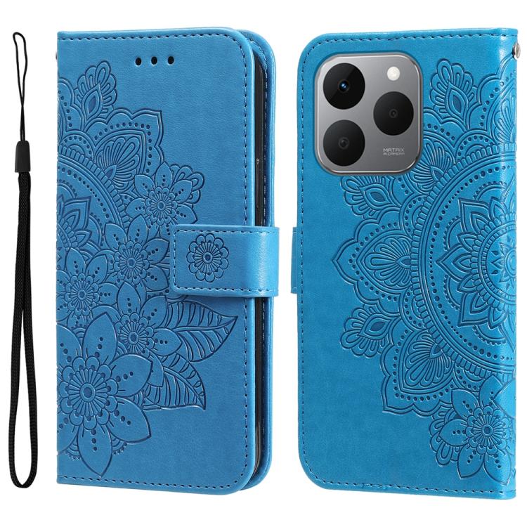 Custodia per telefono in pelle goffrata con fiori a 7 petali, For Realme 15T 5G, For Realme Narzo 80 Lite 4G / C71 India, For Realme 15 5G / Realme 15 Pro 5G, For Realme C71 4G / C75 4G / 5G / 14x