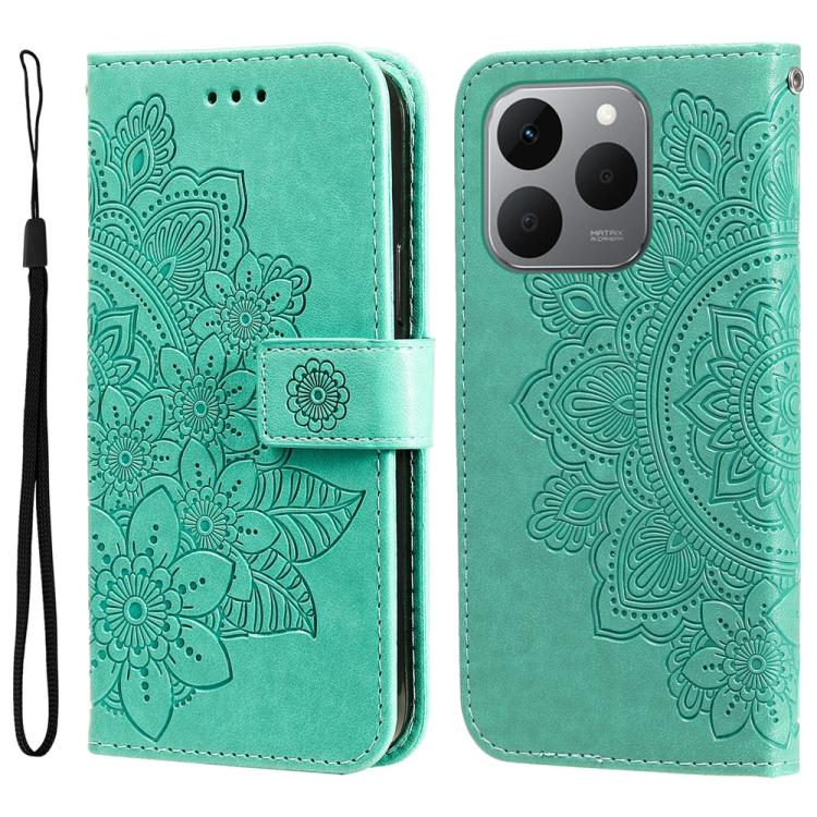 Custodia per telefono in pelle goffrata con fiori a 7 petali, For Realme 15T 5G, For Realme Narzo 80 Lite 4G / C71 India, For Realme 15 5G / Realme 15 Pro 5G, For Realme C71 4G / C75 4G / 5G / 14x