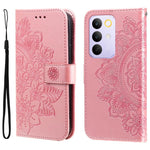 Custodia per telefono in pelle goffrata con fiori a 7 petali, For Realme 16 Pro+ 5G, For Realme 16 Pro 5G, For Realme 15x 5G India / Realme C85 5G, For Realme C85 Pro 4G