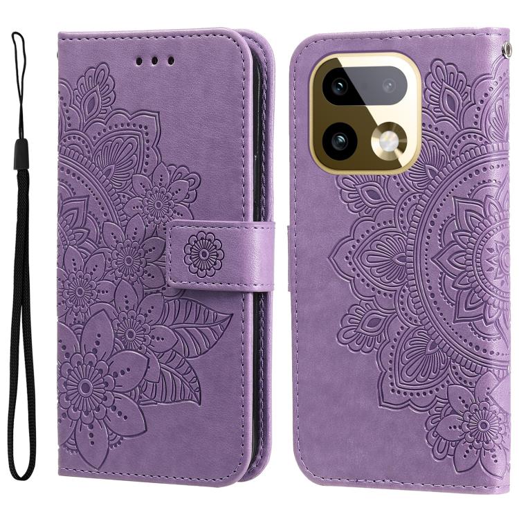 Custodia per telefono in pelle goffrata con fiori a 7 petali, For Realme 16 Pro+ 5G, For Realme 16 Pro 5G, For Realme 15x 5G India / Realme C85 5G, For Realme C85 Pro 4G