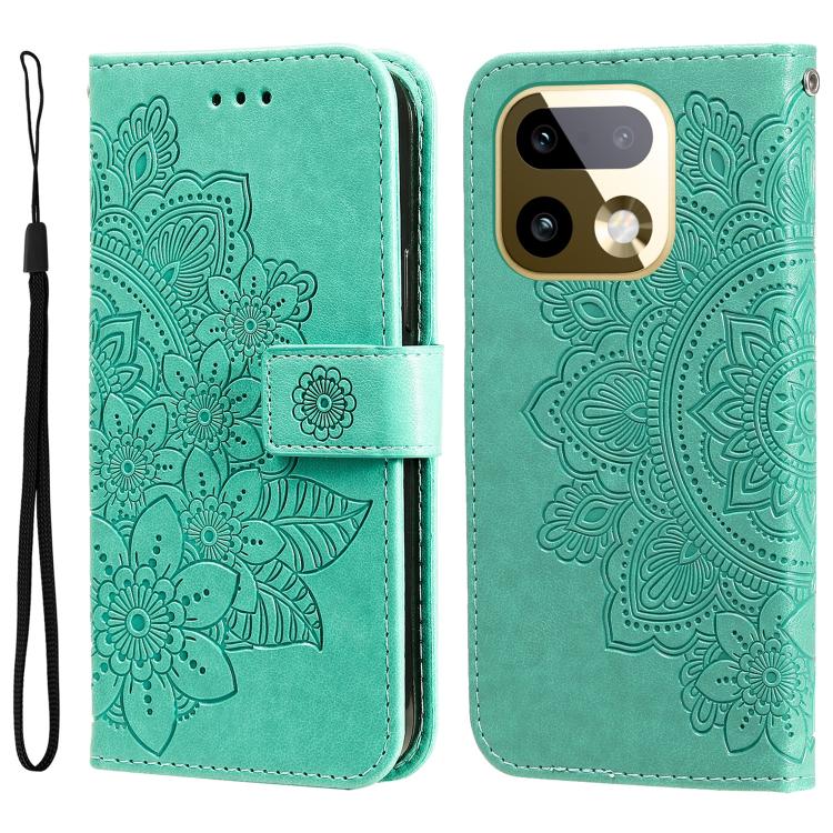 Custodia per telefono in pelle goffrata con fiori a 7 petali, For Realme 16 Pro+ 5G, For Realme 16 Pro 5G, For Realme 15x 5G India / Realme C85 5G, For Realme C85 Pro 4G