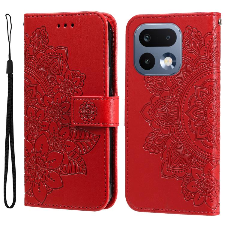 Custodia per telefono in pelle goffrata con fiori a 7 petali, For Realme 16 Pro+ 5G, For Realme 16 Pro 5G, For Realme 15x 5G India / Realme C85 5G, For Realme C85 Pro 4G