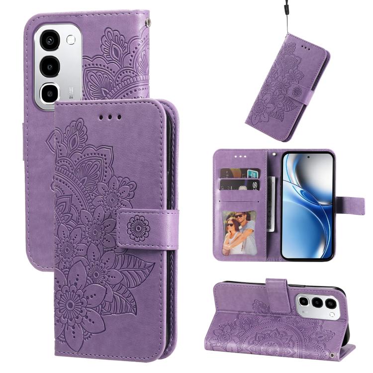 Custodia in pelle goffrata con fiori a 7 petali per Realme 16 Pro+ 5G