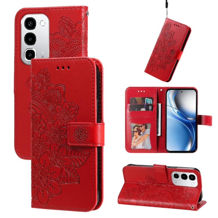 Custodia in pelle goffrata con fiori a 7 petali per Realme 16 Pro+ 5G