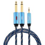 EMK Jack maschio da 3,5 mm a 2 jack maschio da 6,35 mm Connettore placcato oro Cavo AUX intrecciato in nylon per computer / X-BOX / PS3 / CD / DVD, 1m, 1.5m, 2m, 3m, 5m