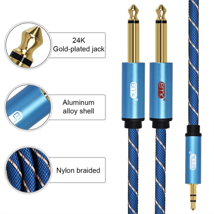 EMK Jack maschio da 3,5 mm a 2 jack maschio da 6,35 mm Connettore placcato oro Cavo AUX intrecciato in nylon per computer / X-BOX / PS3 / CD / DVD, 1m, 1.5m, 2m, 3m, 5m
