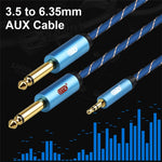 EMK Jack maschio da 3,5 mm a 2 jack maschio da 6,35 mm Connettore placcato oro Cavo AUX intrecciato in nylon per computer / X-BOX / PS3 / CD / DVD, 1m, 1.5m, 2m, 3m, 5m