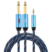 EMK Jack maschio da 3,5 mm a 2 jack maschio da 6,35 mm Connettore placcato oro Cavo AUX intrecciato in nylon per computer / X-BOX / PS3 / CD / DVD, 1m, 1.5m, 2m, 3m, 5m